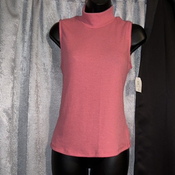 Time and Tru Rib Knit Sleeveless Mock Neck Top Size Small NWT - Picture 7 of 8
